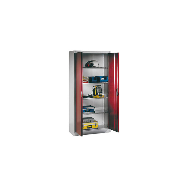 4067521583494 - Stahlschrank 08920-00 S10110 lichtgrau rubinrot 930 x 400 x 1950 cm aufgebaut 4067521583494 C+P-Möbel 4067521583494 - Stahlschrank 08920-00 S10110 lichtgrau rubinrot 930 x 400 x 1950 cm aufgebaut 4067521583494 C+P-Möbel